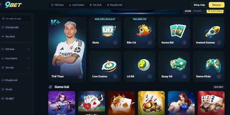 Kho game cược đa dạng của nhà cái 9Bet